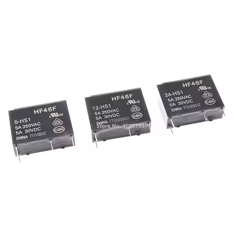 5PCS HF46F Relays 5A 4Pin HF46F-5-HS1 HF46F-12-HS1 HF46F-24-HS1 Power Relay A Normally Open 5 12 24