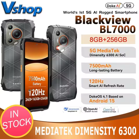 BLACKVIEW BL7000 5G AI Rugged Phone 8GB+256GB 6.78" HD+2.4K Display 120Hz Dimensity 6300 Android 15 