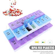 Storage Tablets Vitamins Medicine Fish Oils/ 7 Days 14 Grids Pills Container / 14 Grids Weekly Pill Case Medicine Tablet Dispenser/ Weekly Portable Travel Pill Cases Box
