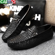 A-6💚Cartelo Crocodile（CARTELO）European Station Men's Shoes2024Spring Peas Shoes Men's Low-Top Slip-on Loafers One Pedal