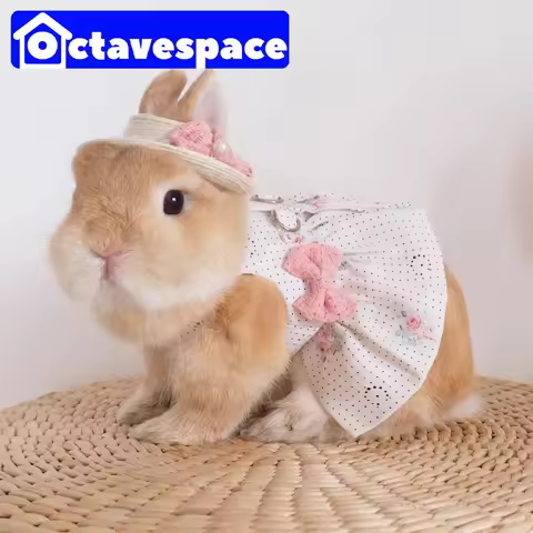 Fashion Rabbit Guinea Pigs Clothes Romantic Rose Princess Dress Set for Little Animals Bunny Chinchi