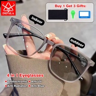 IMPALA JS6022W Photochromic Nearsighted Eyeglasses for Men and Women Anti Blue Light Reading Glasses