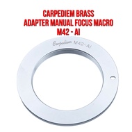 CARPEDIEM Brass Lens Adapter | M42 - AI Macro Silver | Minolta M42 Lens M 42 Lenses Mount to Body Ca