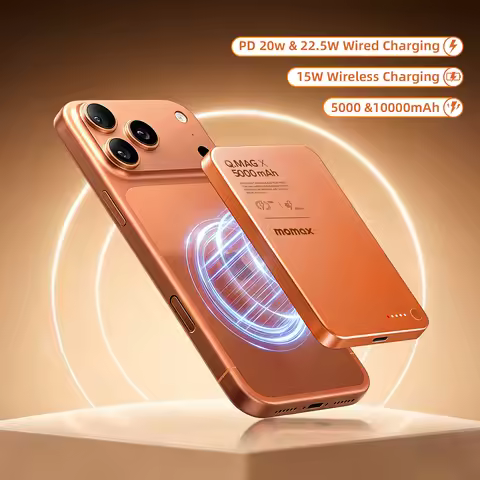 MOMAX 10000mAh Fast Magnetic Power Bank portable Battery Wireless Charging Type-c Slim for Travel Fo