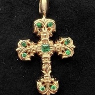 Chrome hearts 22k 綠寶石火焰十字架 克羅心