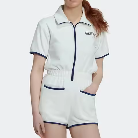Adidas genuine clover sport women's short sleeved lapel jumpsuit HT5937