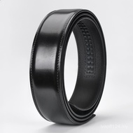 Brown Coffee Color Glossy Men's Belt Automatic Buckle Belt Without Head No Head Genuine Leather 3.3c