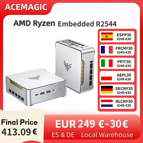 ACEMAGIC AMD Ryzen Embedded R2544 Mini PC 16GB RAM DDR4 512GB SSD Gaming Micro Desktop 4K Dual Displ