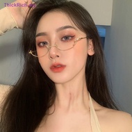 ThickRich Vintage Glasses Metal Frame Half Without Lens Girls Chic Cosplay Party Decoration Lensless Metal Half Frame Glasses With Chain MY