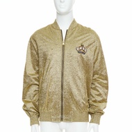 VERSACE gold medusa blue crystal crown metallic lurex bomber jacket