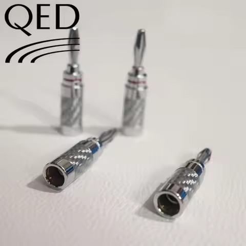 Genuine QED Banana Plug Non-magnetic No Welding silver Carbon Fiber Rhodium Plated Connector HIFI Au