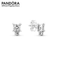 Pandora Sterling silver stud earrings with clear zirconia