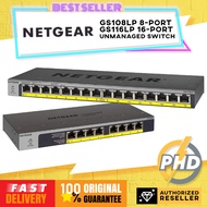 NETGEAR GS108LP/ GS116LP 8-Port/ 16-Port PoE Gigabit Ethernet Network Switch