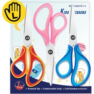 7" Real Left-Handed Kids Scissors - 3-Pack, Ages 8-16, Pointed Tip, Stainless Steel Blades, Soft Gri