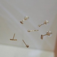 14K 純K金-稜石子小金球 耳環 耳針(附k金後扣)