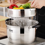 Steamer304Stainless Steel Thickened Compound Bottom Japanese-Style Combination Cover Soup Pot Induct