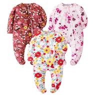 Newborn Baby Baby Boys Girls Print Long Sleeve Zip Romper Jumpsuits Pajamas Overalls Costumes