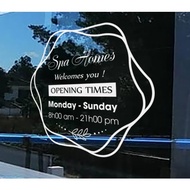 Hantech Opening and closing Hours Decal, Opening Hours glass sticker for Spa