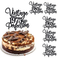 1Pc Vintage Since 1975/1945/1955/1965/1985/1995 Aged To Perfection Cake Topper -Black Glitter Cake T