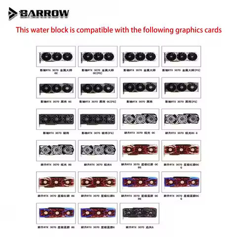 Barrow GPU Water Block For GALAX / GAINWARD RTX 3070 Graphics Card, 5V ARGB 3Pin Motherboard AURA SY