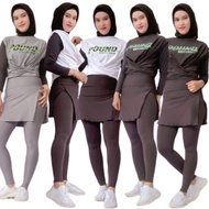 Gym Outfit Woman Set / Top Legging crop poundfit suit - Split Skirt Leggings