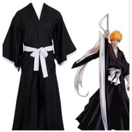 Costume Kimono Hakama Bleach Black Ichigo Kurosaki Costume Jepang Traditional