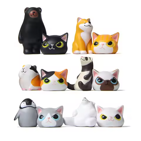 6pcs of Animals Disguised As Cats, Creative Ornaments of Cat Head Covers Disguised As Shiba Dog and 