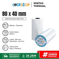 Kertas Thermal Codeshop 80 x 40 / 80x40 mm / 80x40mm / 8 x 4 cm