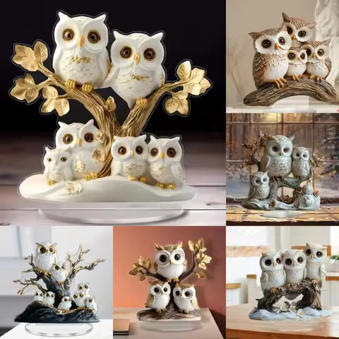 Elegant White Owls Statue,2D Flat Acrylic Figurine,Home,studio,Cafe,room,office,display Case,Table O