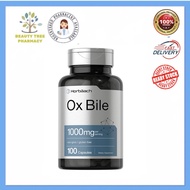 Pure Ox Bile by Horbaach 1000mg 100 Capsules Daily Digestive Nutrition Promote Efficient Fat Absorpt