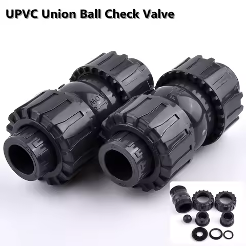 1pc 20~63mm UPVC Union Ball Check Valve PVC Plastic Check Valve Fish Tank Aquarium Garden Irrigation