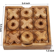 Glintoper Tic Tac Toe & 4 in a Row Table Games Set - Rustic Decor Wood Strategy Board Games for Fami