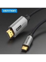 Vention Usb C To Hdmi 4k@60hz 電纜,usb Type C To Hdmi 連接線,thunderbolt 3 編織線材,hdcp 2.2兼容ipad、macbook Pro/air、imac、galaxy S20 S10、surface Book 2、電視等