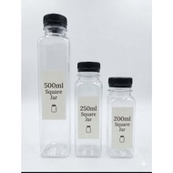 20pcs - 30pcs Square Bottle Container 200ml | 250ml | 300ml | 500ml Plastic Bottle