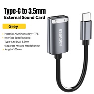 Essager Adapters Type C USB to 3.5mm External Sound Card Listening Speaking For Desktop PC Laptop PS