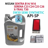 NISSAN SENTRA B14 N16 ,SERENA C24 C26 OIL FILTER+ AIR FILTER+ ENDURO API-SP 5W30 SEMI  SYNTHETIC ENG