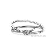 Tiffany &amp; Co. Tiffany Knot สร้อยข้อมือบานพับคู่แถวสีเหลือง / กุหลาบ / ทองคำขาวพร้อมเพชรสร้อยข้อมือออกแบบแบรนด์หรู