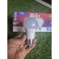 INLITE INB007 5W LED BULB PACKAGE BUY 3 GET 1 FREE 5W WHITE SUPER BRIGHT SNI ORIGINAL