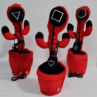 MERAH Squid Game Cactus Red Squid Stuffed Toy - Plush Dancing Squid