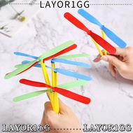 LAYOR1GG Bamboo Dragonfly, Dragonfly Shape Outdoor Games Flying Propeller Toy,  Rotating Hand Push F