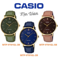 Casio Men Leather Watch MTP-VT01GL