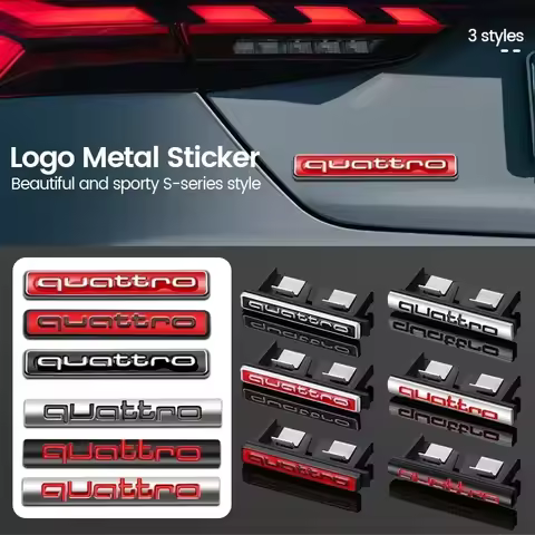 6 colors Metal Quattro Logo Front Grill Badge Emblem Sticker Decals for Audi QUATTRO Badge RS A3 A4