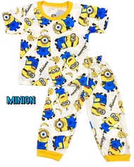 YEYA - BAJU TIDUR CP PUTIH FULL ANAK LAKI-LAKI/COWOK PEREMPUAN/CEWEK SETELAN/STELAN BAHAN KAOS KATUN