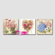 3 IN 1 VINTAGE FLOWER PAINTING WALLDECOR WALL DECORATION SHABBY VINTAGE WALL DECORATION DISPLAY DECO