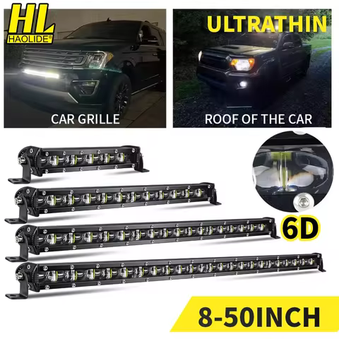 HAOLIDE 6D 7inch 14inch 20inch 26inch 38inch 50inch 1 Row Utral Slim Led Light Bar Driving Light 600