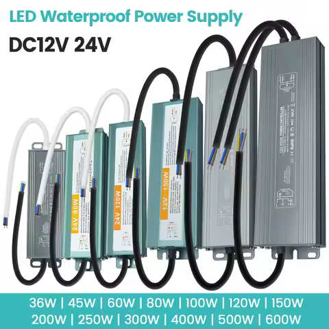 DC 12V 24V Waterproof Power Supply IP67 Outdoor LED Lighting Transformer 60W 80W 100W 150W 200W 300W