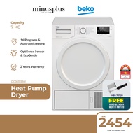 Beko OptiSense 16-Programs EcoGentle Auto-Anticreasing Heat Pump Dryer (7KG) - DPS7405XW3