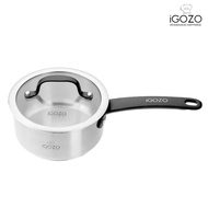 [ Local Ready Stocks ] iGOZO 16cm Elite 304 Stainless Steel Saucepan + Glass Lid | Kitchenware Cookware Cook Boil Periu
