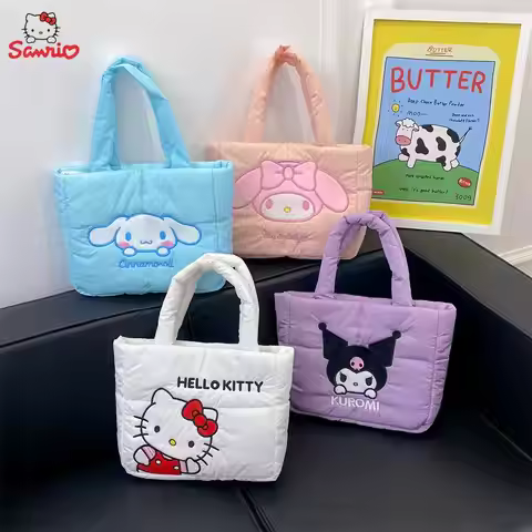 Anime Sanrio Hello Kitty Hand Bag Shoulder Bag My Melody Cinnamoroll Kuromi Makeup Bag Commuter Bag 