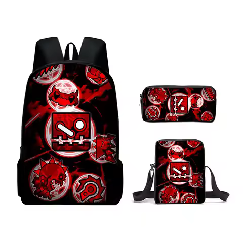 3D new product Geometry Dash student backpack crossbody bag pencil cas